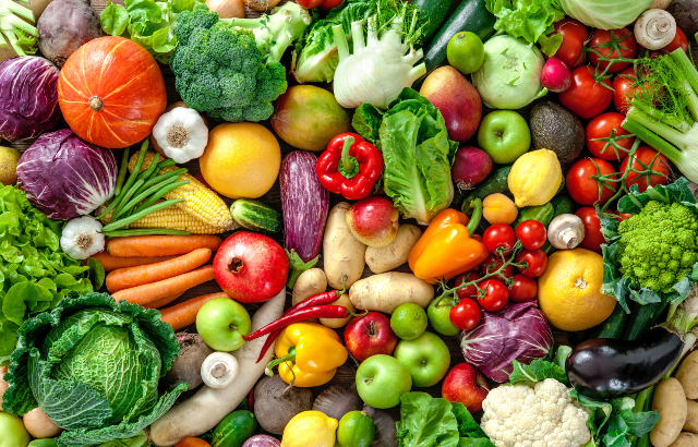 Pile of fruit and vegetables
